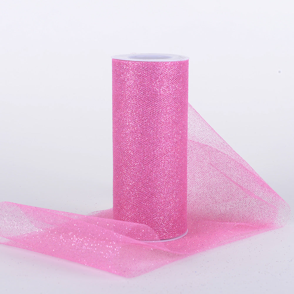Dark Pink Glitter Tulle Roll 6x10 Yard Dark Pink Tulle 